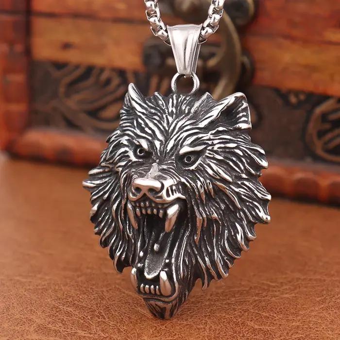 Collier loup Viking nordique à la mode pour hommes