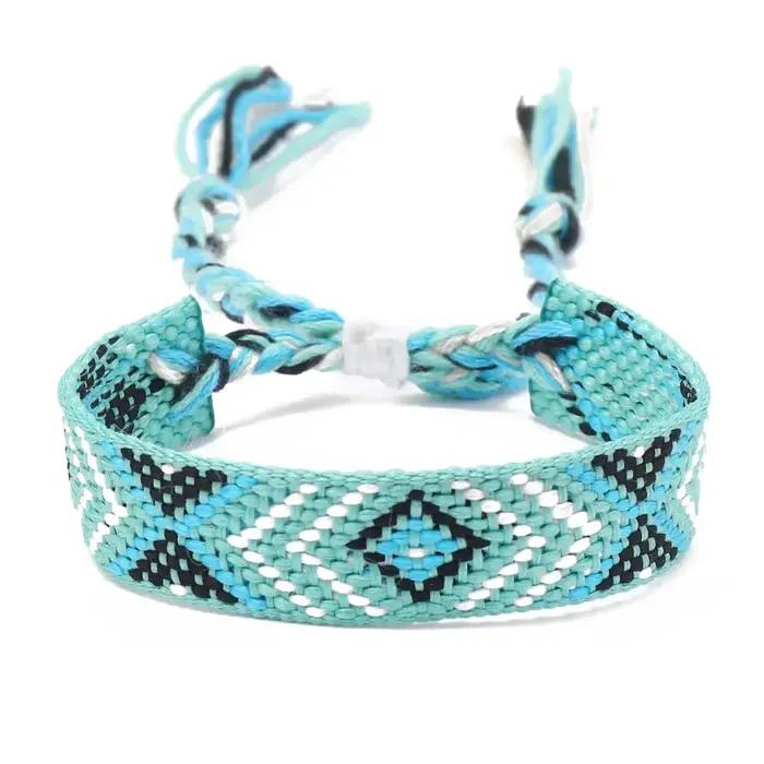 Bracelet bohémien Simple et coloré à franges népalaises pour femmes, en lin rhomboïde tissé à la mai