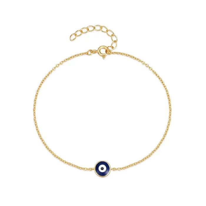 Aide-Bracelet à breloques mauvais œil en émail pour femme, argent regardé 925, bijoux de luxe minima