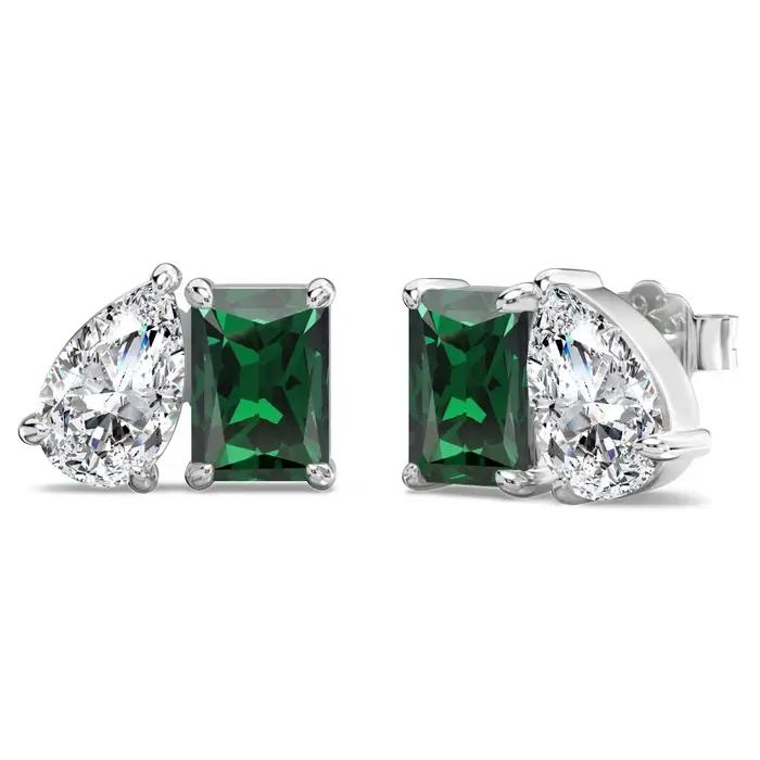 Boucles d'oreilles Vinregem en argent sterling 925 serties d'émeraudes naturelles pour femmes et hommes bijoux de soirée élégants pour des occasions spéciales