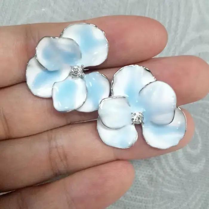 Boucles d'oreilles Vintage à fleurs pour femmes, bijoux de voyage en bord de mer, accessoires Photo