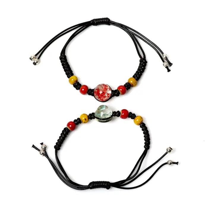 Bracelet perlé en céramique rouge pour hommes et femmes