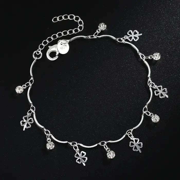 Bracelets en argent Sterling 925 pour femmes, chaîne en zircon trèfle à quatre feuilles, à la mode,