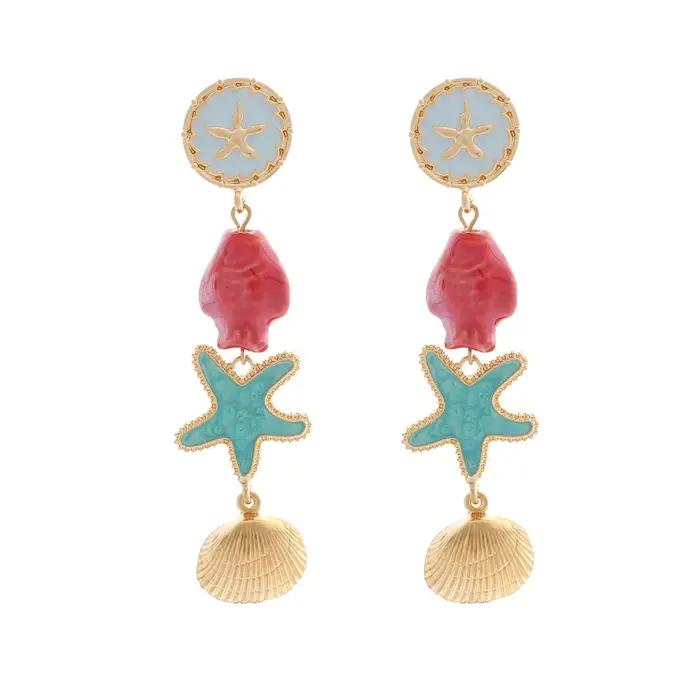 Boucles d'oreilles pendantes longues en céramique pour femmes