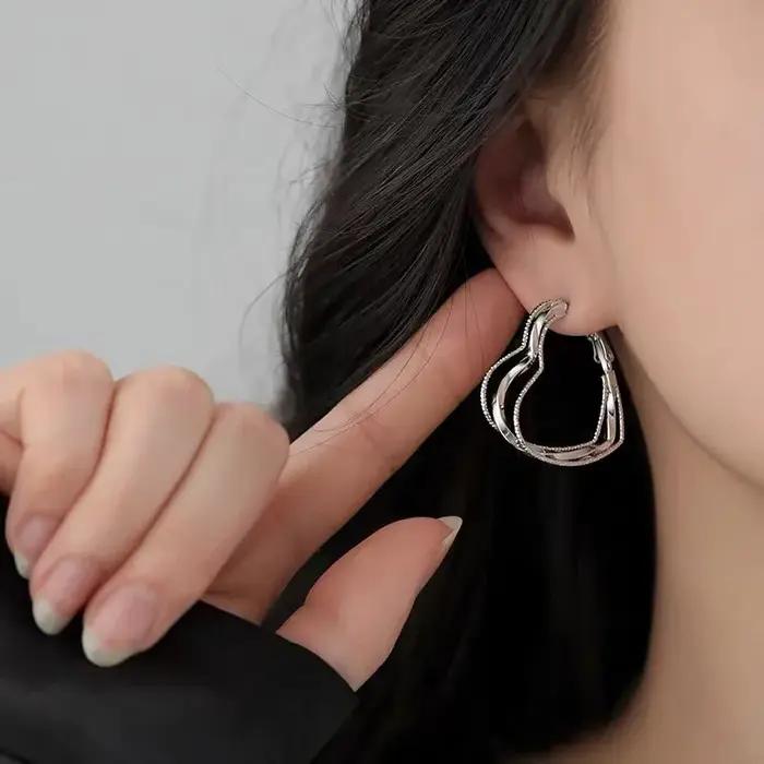 Boucles d'oreilles géométriques en argent Sterling 925 pour femmes, bijoux tendance pour filles, cad