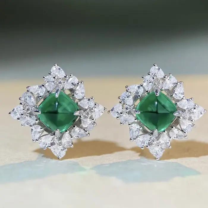 Boucles d'oreilles de luxe en or blanc massif platine PT950 pour femmes