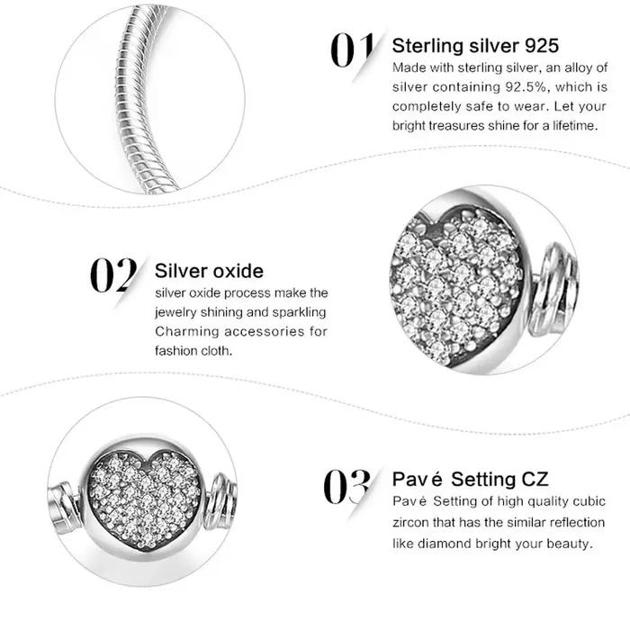 BAMOER authentique 100% 925 argent Sterling classique serpent chaîne Bracelet