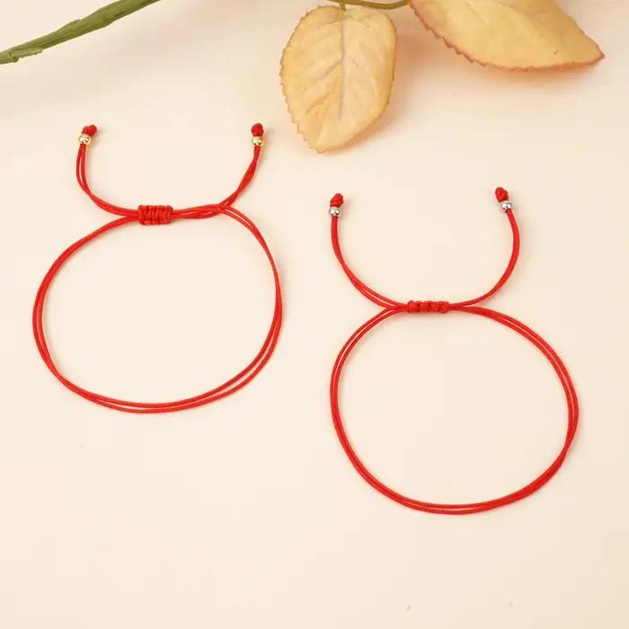 Bracelet en corde rouge et chaîne porte-bonheur de guérison faite à la main style boho minimaliste pour femmes et hommes occasion festival