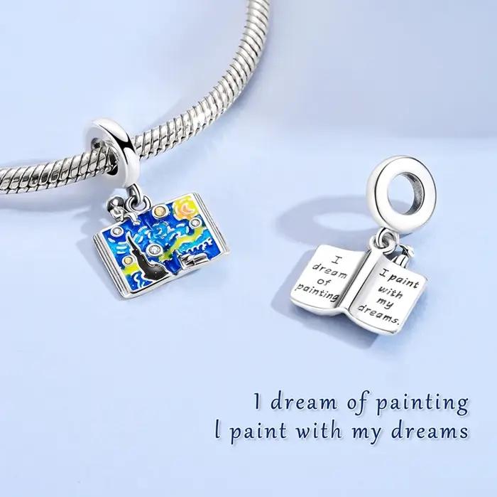 Offre spéciale nouveau 925 en argent Sterling Van Gogh ciel étoilé série pendentif breloques bijoux ajustement Original 925 Bracelet pour les femmes bricolage cadeau