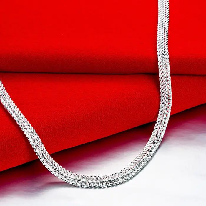 Collier chaîne serpent en argent sterling 925 pour femmes et hommes, bijou de créateur, cadeaux d'anniversaire et de fiançailles, style hiphop rock, chaîne figaro 50cm