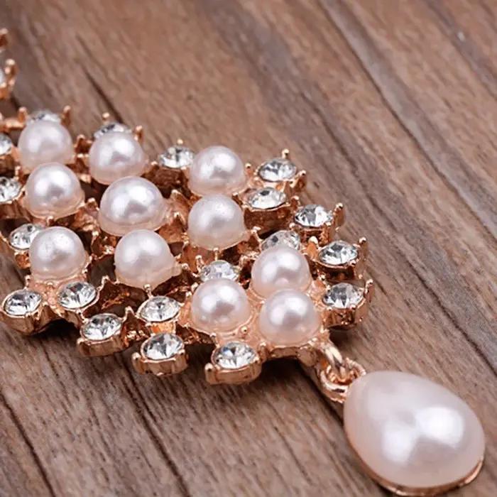 Boho Style Lady Pearl Tassel Flower Crystal bal inestone Hair Tikka réinitialisation