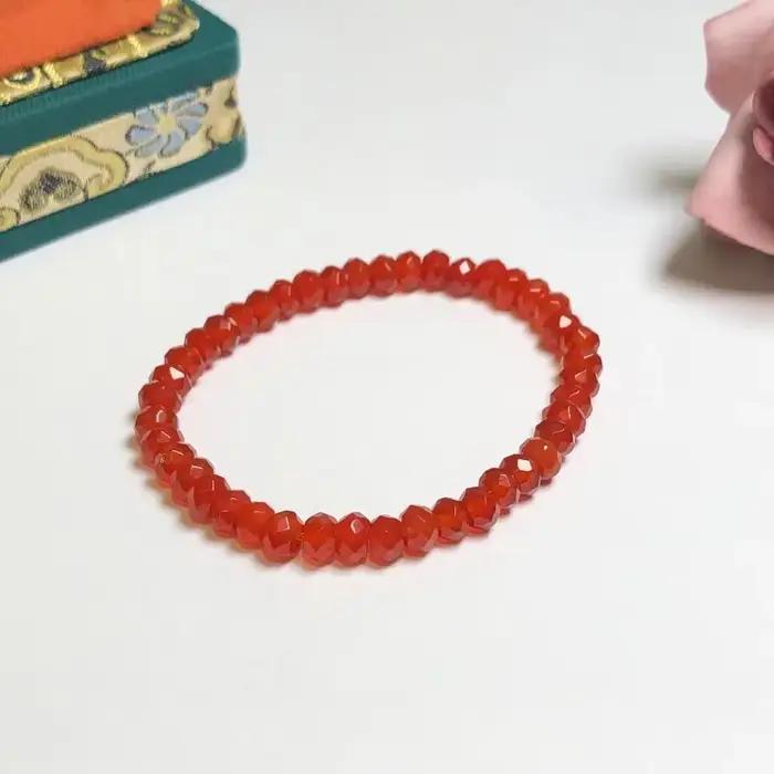 Bracelets de perles à facettes en Agate rouge naturelle de haute qualité