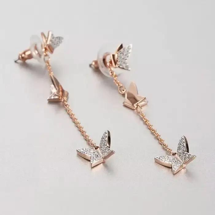 Bijoux Papillon Tendance Multicolores Ensemble de Bagues Bracelets Boucles d'Oreilles Cristaux Luxe pour Femmes Occasions Spéciales