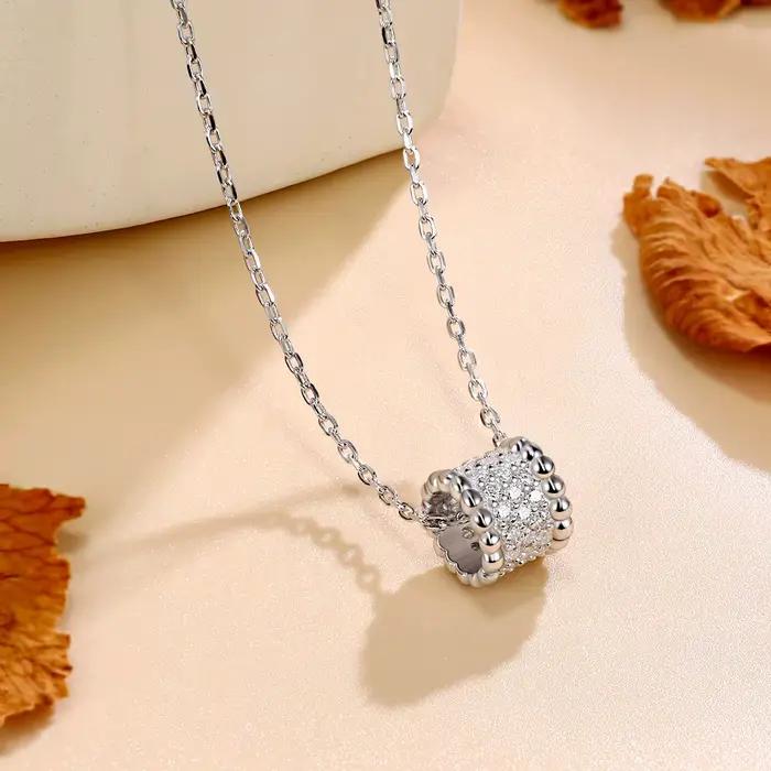 M-JAJA Réel Moissanite Collier pour Femme 925 Sterling Silver JOGemstone D document VVl's Lab Diamant Vintage Pendentif Bijoux
