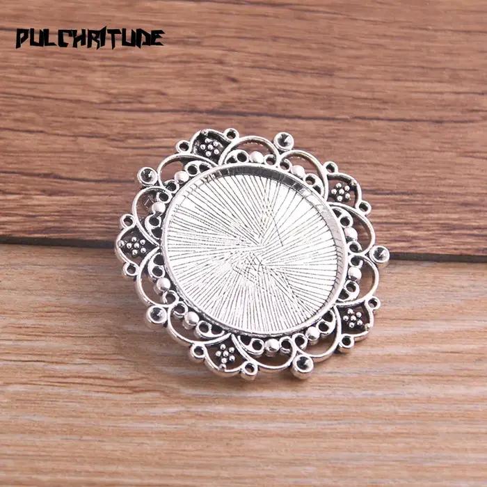 2 pièces Vintage deux couleurs rond camée filigrane Cabochon paramètres 39mm (convient 25mm de diamètre) métal Photo fabrication de bijoux