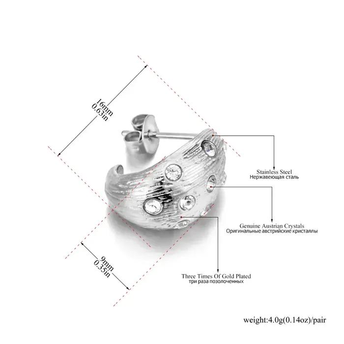 AENINE marque de luxe incrustation CZ cristal grosses boucles d'oreilles pour les femmes 18K plaqué or en acier inoxydable bijoux exquis E25060