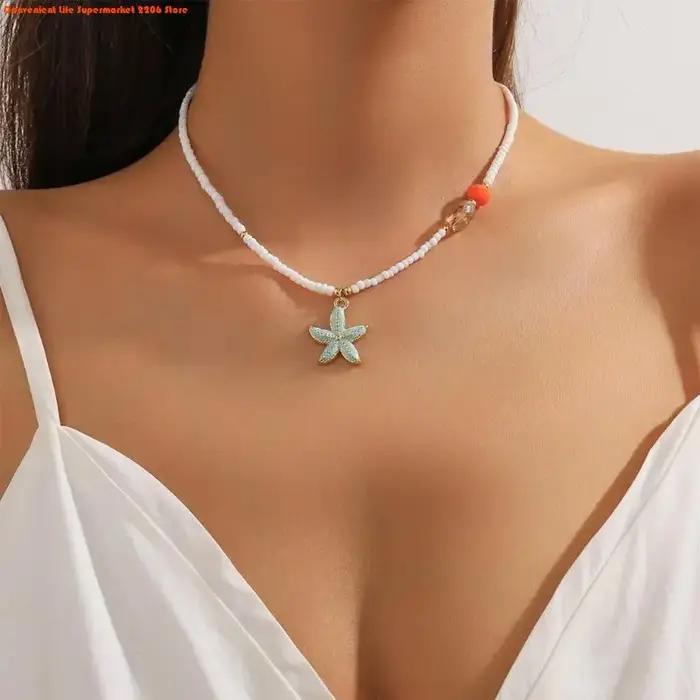Collier bohème coloré réglable en cristal artificiel et perles pour femmes et filles occasions spéciales festival plage tenue décontractée