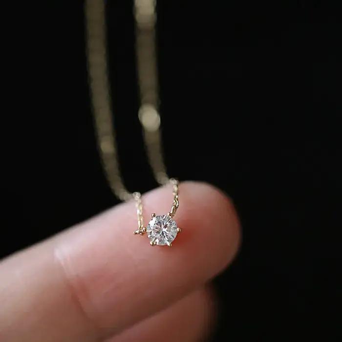 Collier en argent Sterling 925 plaqué or 14 carats, chaîne de clavicule polyvalente en Zircon scinti