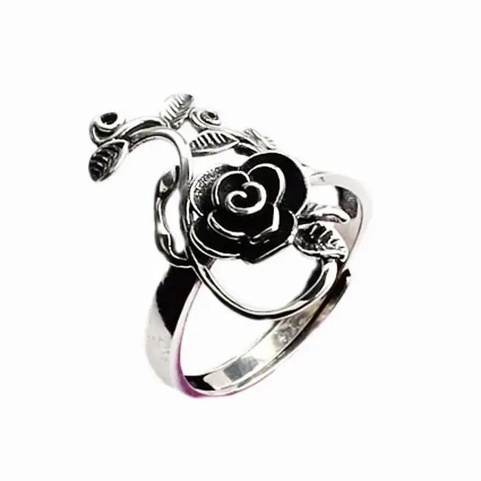 Bague florale vintage Anenjery pour femmes, bague de cocktail réglable, bijou élégant pour soirées, mariages et anniversaires