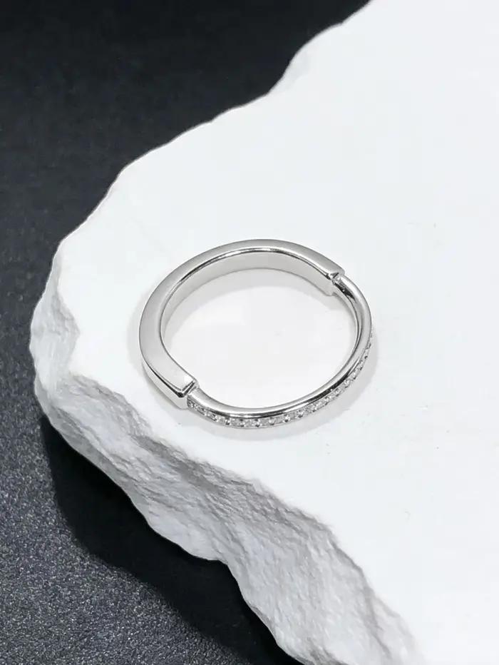 Bague Cadenas en Argent 925 Serties de Zirconium Blanc Idéale pour Couples Occasions Spéciales Fiançailles Anniversaires