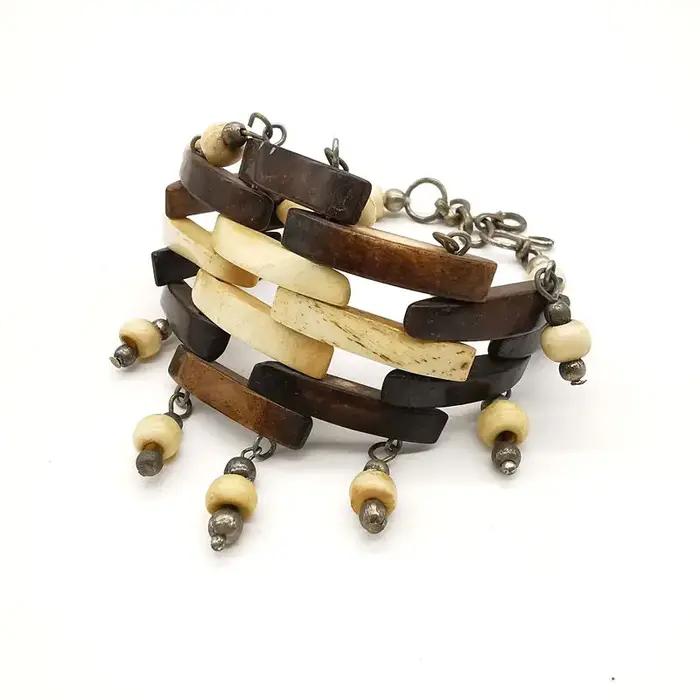Bracelets tibétains sculptés à la main Ying Yang Taiji os de bœuf Bracelet réglable BB-022