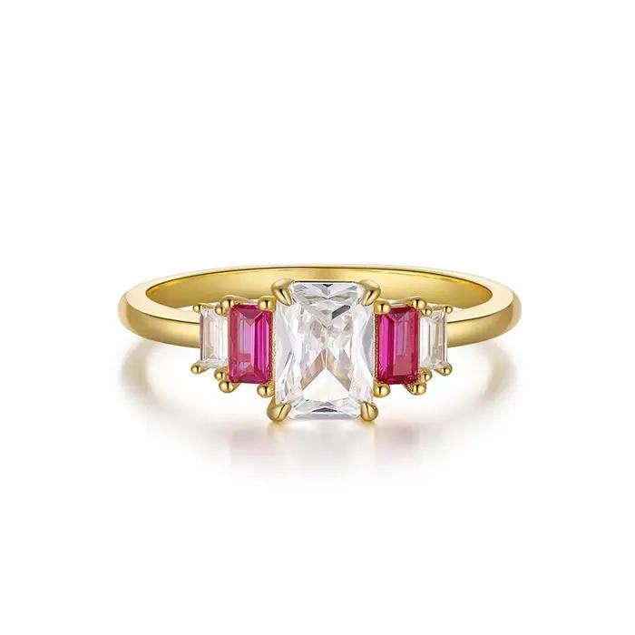 ROGHTS-Bagues en cristal géométrique pour femmes et hommes, alliances, bague en argent regardé 925,