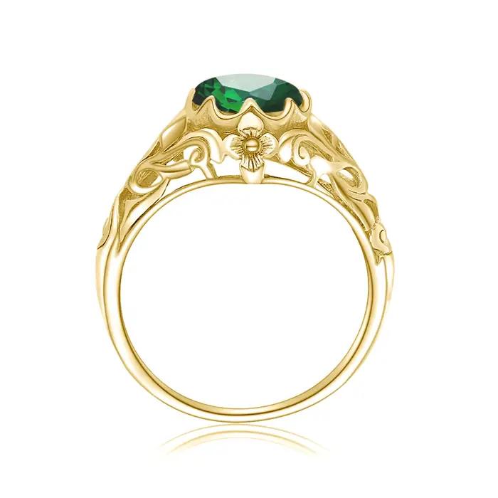 Bague Vintage émeraude en or 14 carats pour femmes