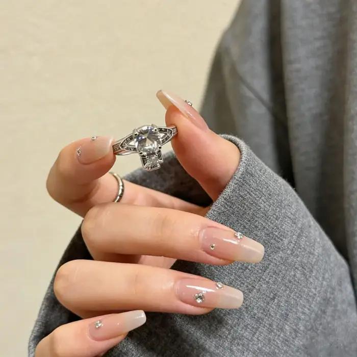 Bague Ouverte Ajustable Élégante Design Planète Entièrement Sertie de Zirconium Saturne