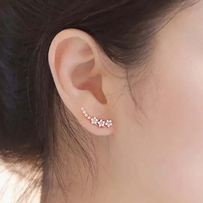 Bling Aaa-Boucles d'oreilles longues manchette d'oreille en argent regardé 925 pour femme