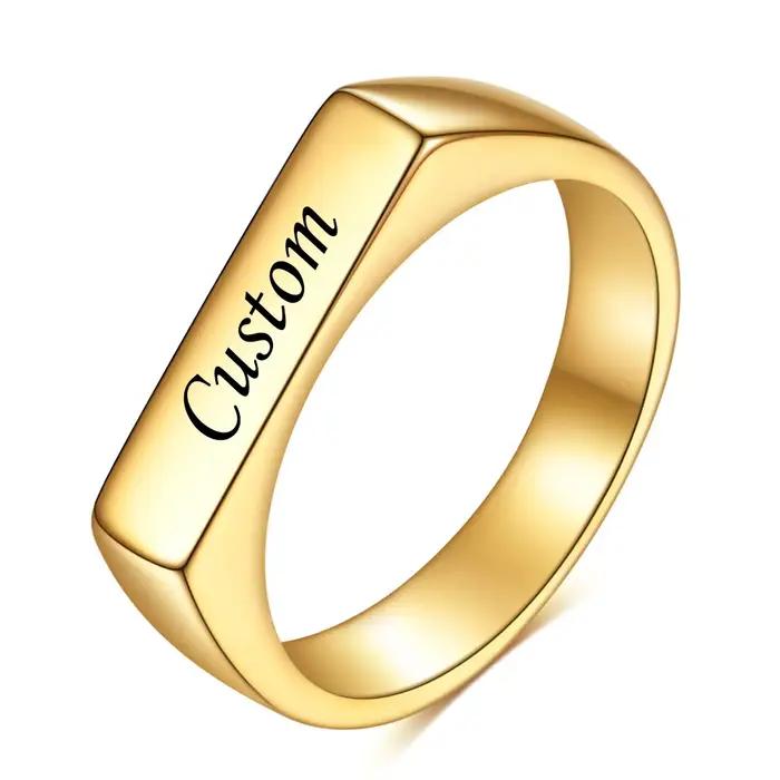 Anneaux personnalisés gravés avec votre nom texte Signature écriture manuscrite femmes filles bague en titane en acier inoxydable