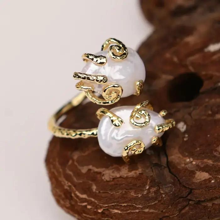 G-G culture blanc Keshi perle pièce de monnaie