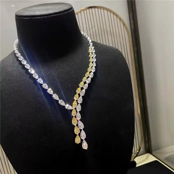 Foyimagination-Ensembles de bijoux en diamant jaune et blanc pour femmes