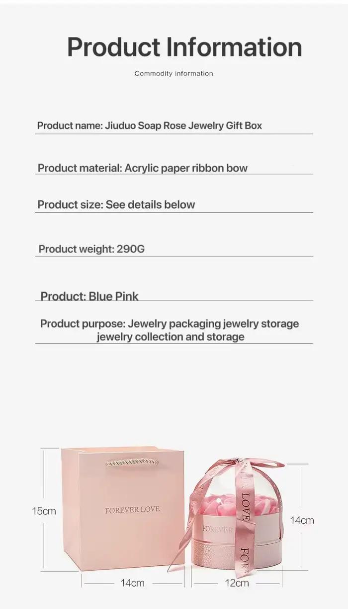 Coffret cadeau bijoux fleur rose élégant à offrir pour femme occasions spéciales cadeau de Saint-Valentin anniversaire surprise