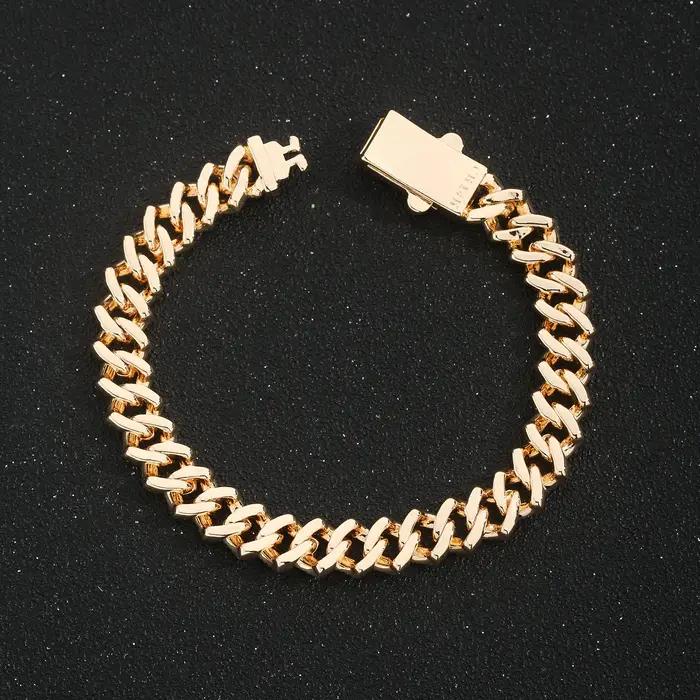 Bracelet plaqué or 14 carats entièrement serti de diamants et de zircone