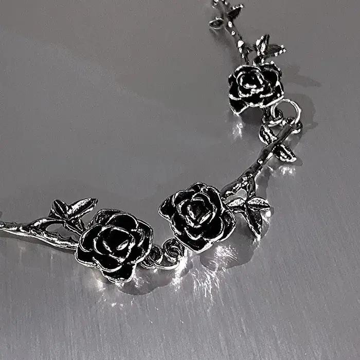 Collier pendentif camélia hip-hop punk pour femme