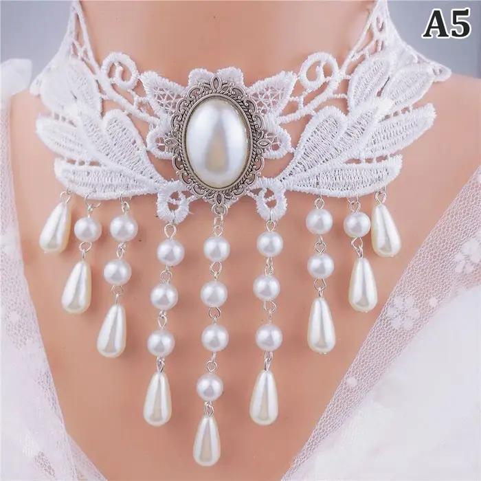 Nouveau Sexy gothique Sautoirs cristal noir dentelle cou collier ras du cou Vintage victorien femmes Chocker Steampunk bijoux