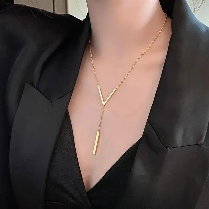 Collier clavicule Long et Sexy en forme de V pour femmes