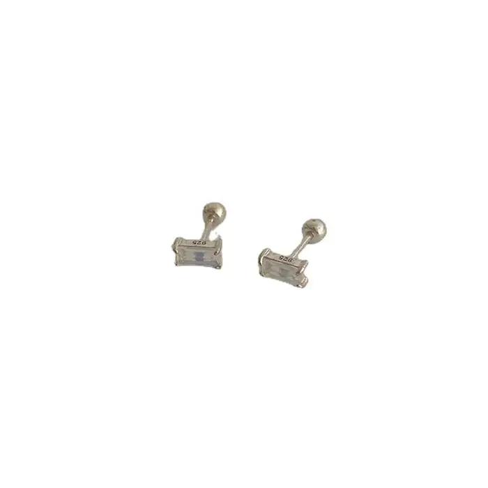 Boucles d'oreilles géométriques carrées en argent regardé 925 pour femmes