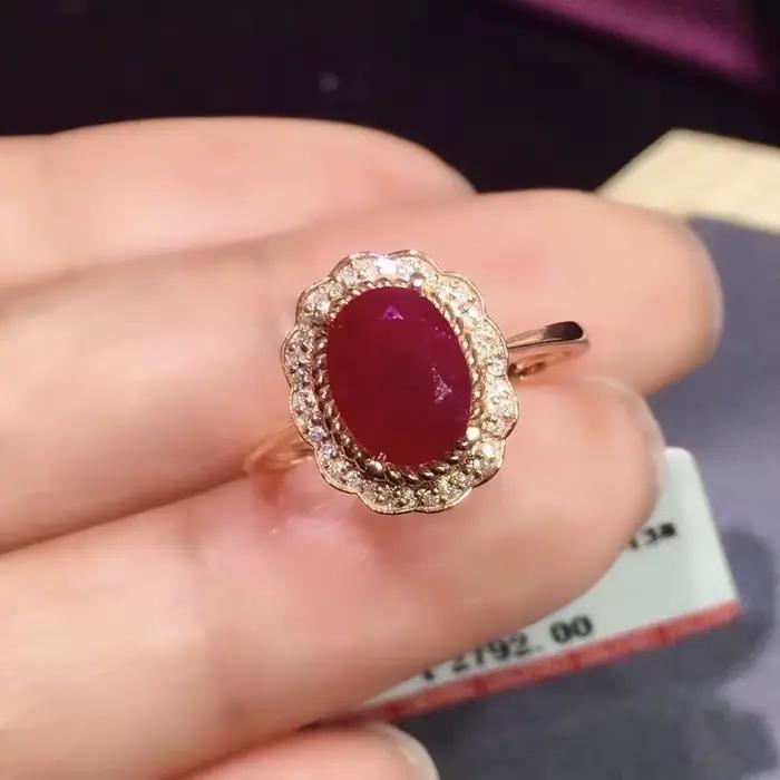 Bague de fleurs en argent plaqué avec zirconium rouge foncé pour femmes, occasion spéciale, mariage, bijoux de luxe ajustables