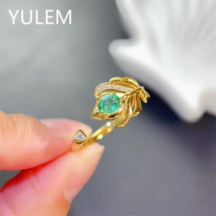 YULEM – émeraude naturelle 4x5mm pour femmes, bague de mariage en argent massif 925, rubis, pour usage quotidien, meilleur cadeau