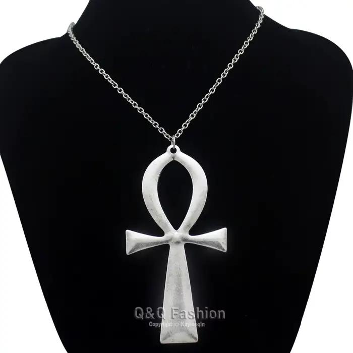 RechicGu-Long collier ras du cou avec pendentif croix Ankh