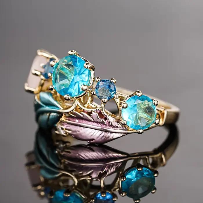 Bagues artistiques en plumes Huitan pour femmes
