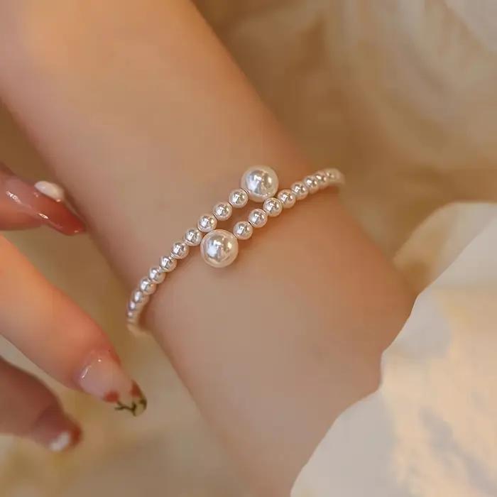 1 paire de Bracelets élégants en fausses perles pour femmes