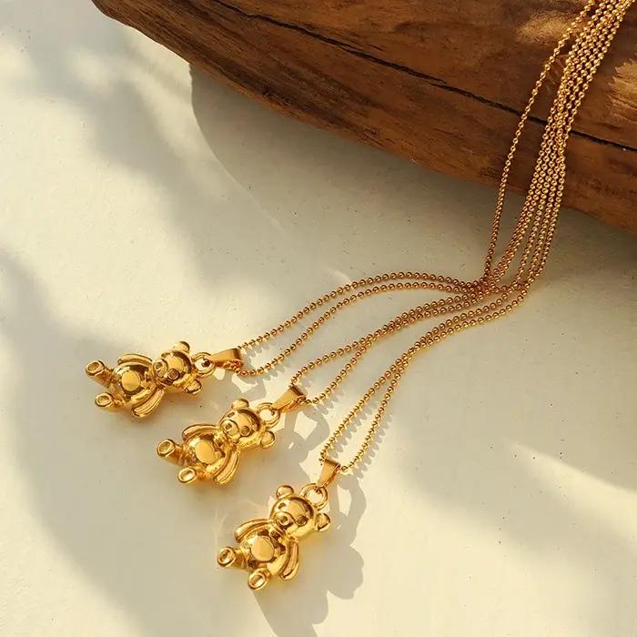 Collier avec pendentif ours couleur or pour femmes