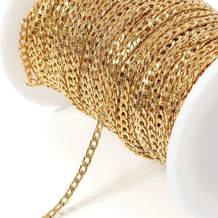 Chaîne de collier en acier inoxydable doré de 3mm