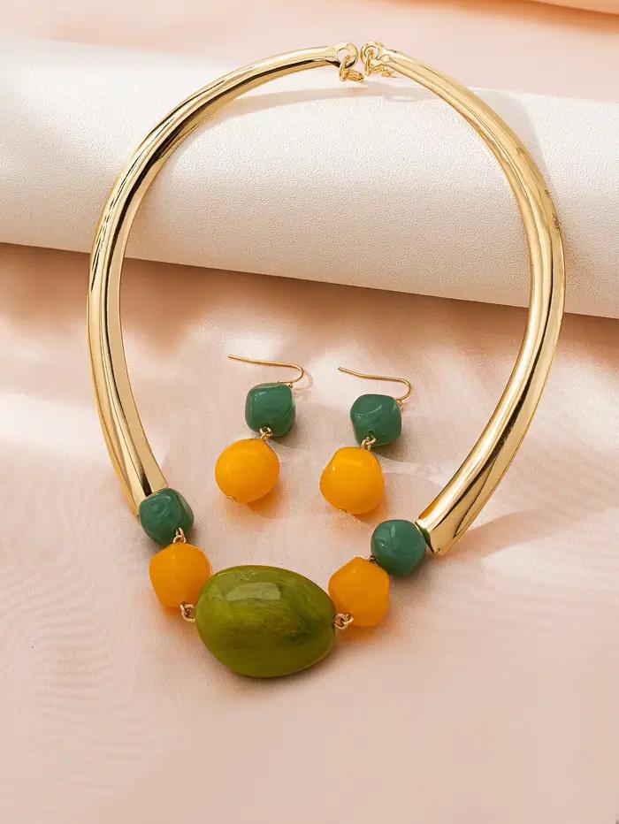 Ensemble ras du cou et boucles d'oreilles pour femmes