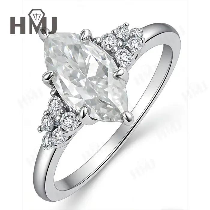 Bague Marquise 1,5 carat en Moissanite, Diamant, Argent Sterling 925, Bijoux de Fête, de Mariage, Ca