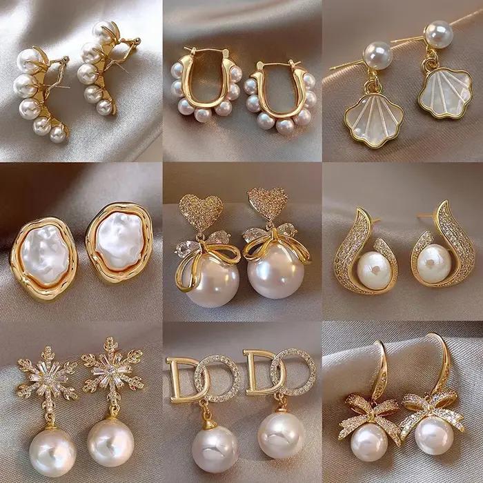 Boucles d'oreilles élégantes aux perles baroques avec nœud papillon sans perçage bijoux de mode de luxe manchette d'oreille pour femmes occasions spéciales
