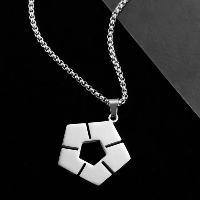 Mode créative Couples chaîne en acier inoxydable couleur argent Cosplay Collier Anime