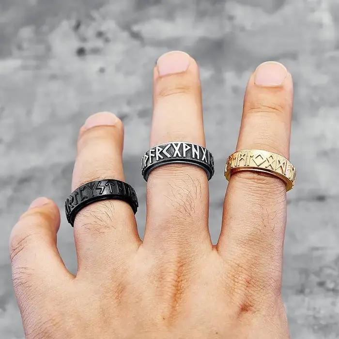 Bagues Rune Viking Vintage pour hommes et femmes